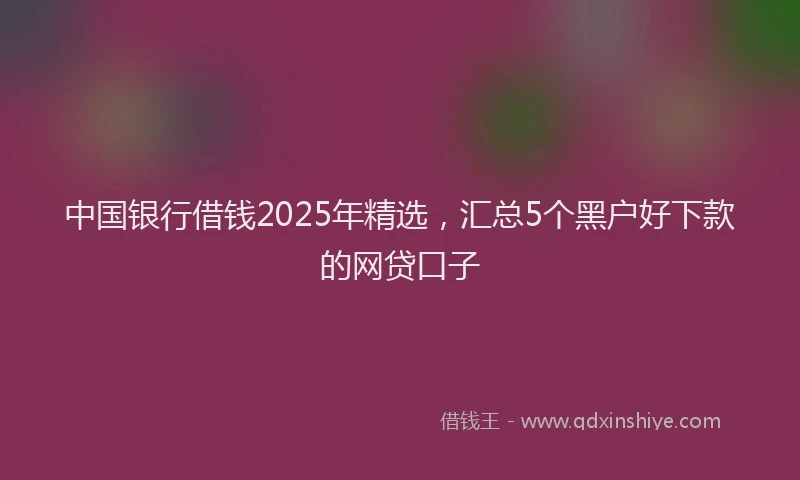 中国银行借钱2025年精选，汇总5个黑户好下款的网贷口子