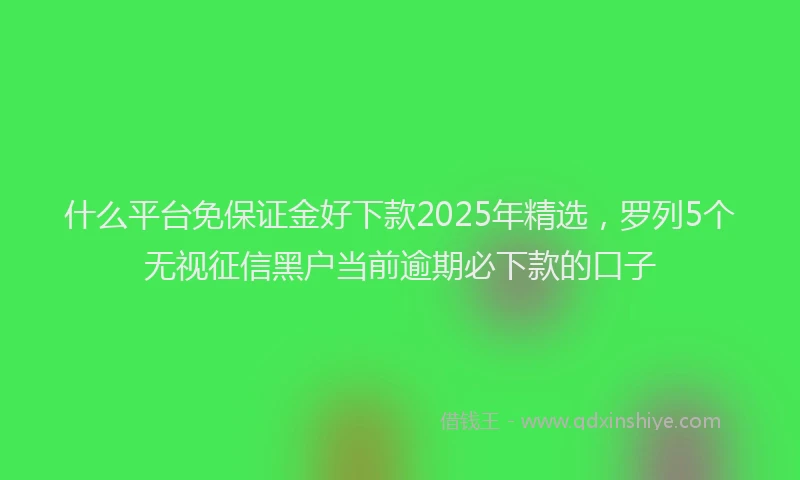 什么平台免保证金好下款2025年精选，罗列5个无视征信黑户当前逾期必下款的口子