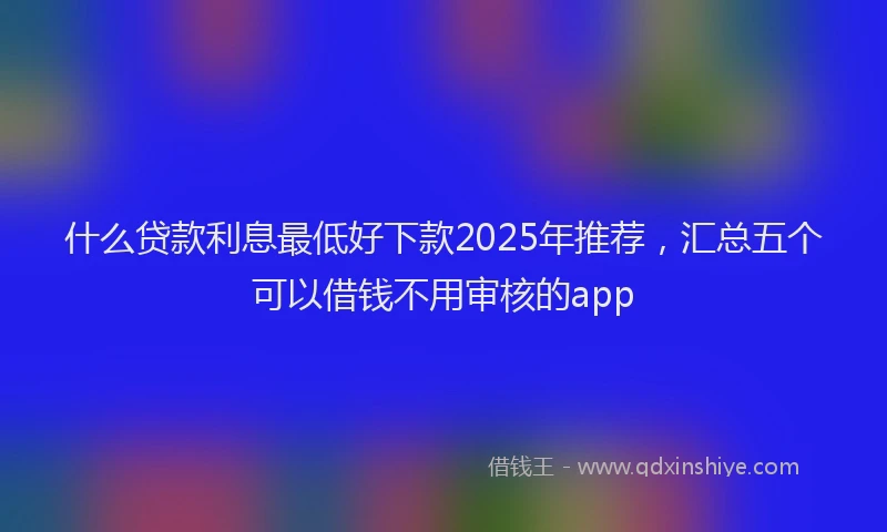 什么贷款利息最低好下款2025年推荐，汇总五个可以借钱不用审核的app