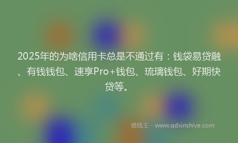 2025年的为啥信用卡总是不通过有：钱袋易贷融、有钱钱包、速享Pro+钱包、琉璃钱包、好期快贷等。
