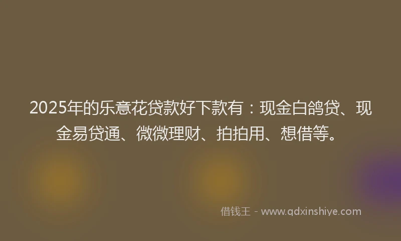 2025年的乐意花贷款好下款有：现金白鸽贷、现金易贷通、微微理财、拍拍用、想借等。