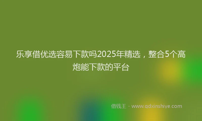 乐享借优选容易下款吗2025年精选，整合5个高炮能下款的平台