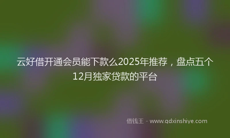 云好借开通会员能下款么2025年推荐，盘点五个12月独家贷款的平台