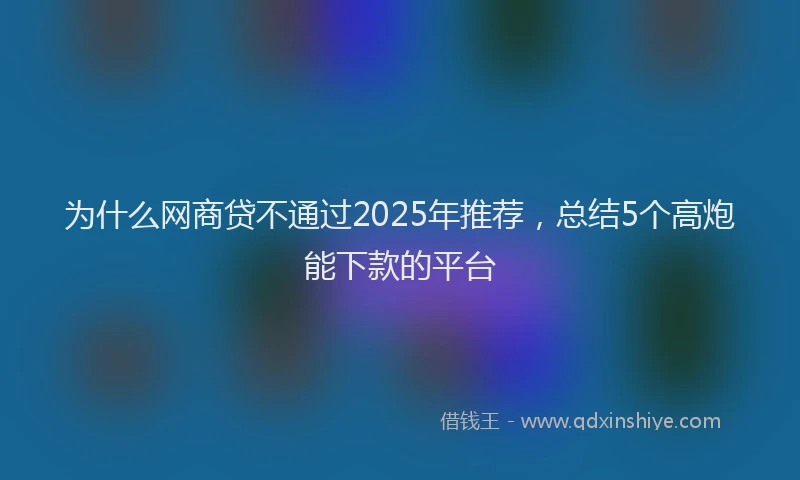 为什么网商贷不通过2025年推荐，总结5个高炮能下款的平台