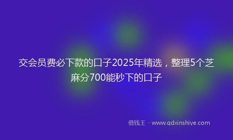 交会员费必下款的口子2025年精选，整理5个芝麻分700能秒下的口子