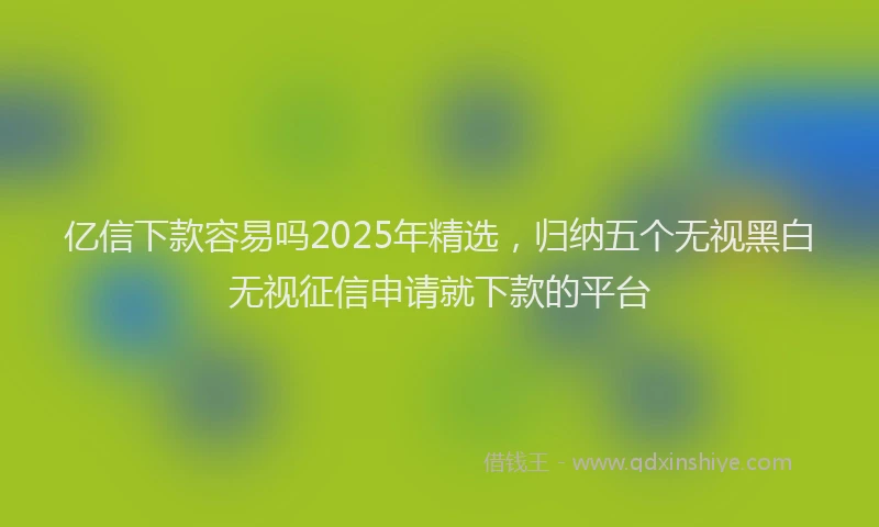 亿信下款容易吗2025年精选，归纳五个无视黑白无视征信申请就下款的平台