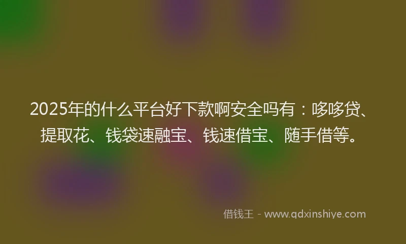 2025年的什么平台好下款啊安全吗有：哆哆贷、提取花、钱袋速融宝、钱速借宝、随手借等。