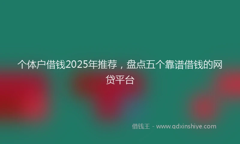 个体户借钱2025年推荐，盘点五个靠谱借钱的网贷平台