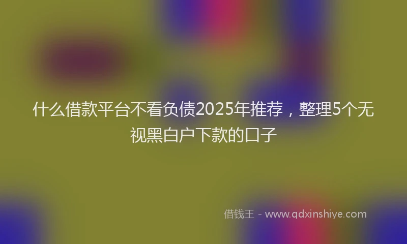 什么借款平台不看负债2025年推荐，整理5个无视黑白户下款的口子