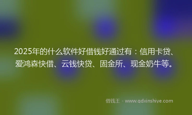 2025年的什么软件好借钱好通过有：信用卡贷、爱鸿森快借、云钱快贷、固金所、现金奶牛等。