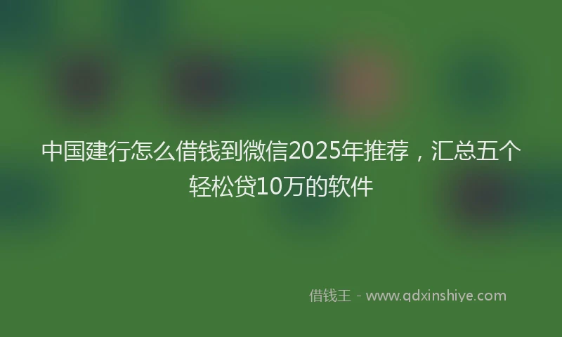 中国建行怎么借钱到微信2025年推荐，汇总五个轻松贷10万的软件
