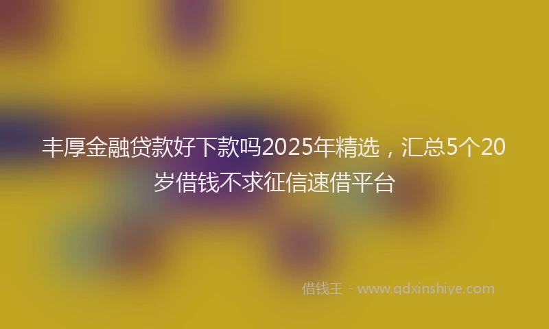 丰厚金融贷款好下款吗2025年精选，汇总5个20岁借钱不求征信速借平台