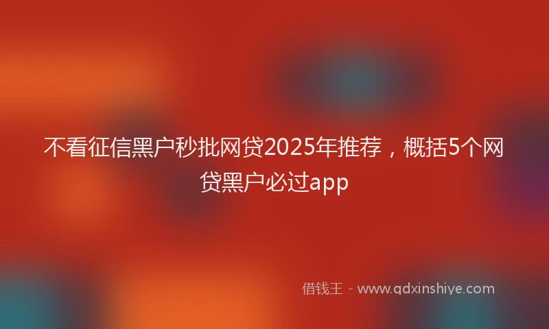 不看征信黑户秒批网贷2025年推荐，概括5个网贷黑户必过app