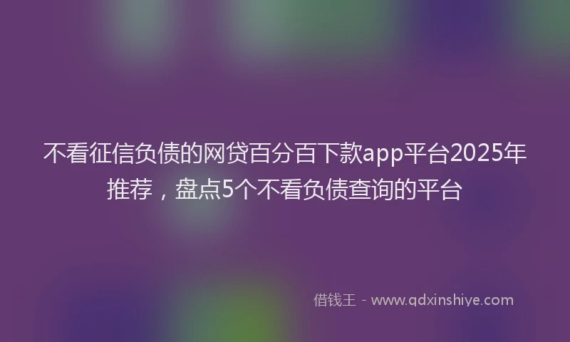 不看征信负债的网贷百分百下款app平台2025年推荐，盘点5个不看负债查询的平台