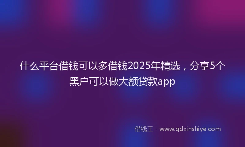 什么平台借钱可以多借钱2025年精选，分享5个黑户可以做大额贷款app