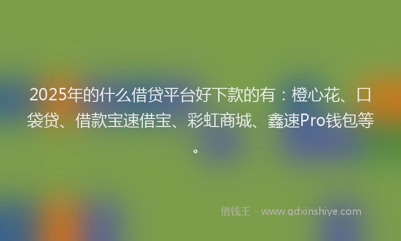 2025年的什么借贷平台好下款的有：橙心花、口袋贷、借款宝速借宝、彩虹商城、鑫速Pro钱包等。
