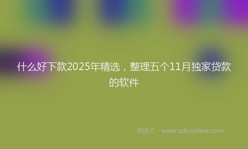 什么好下款2025年精选，整理五个11月独家贷款的软件