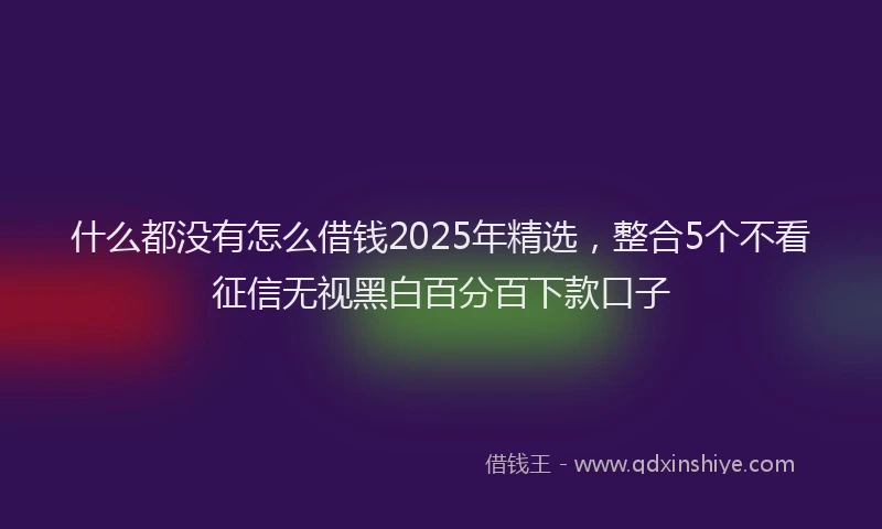 什么都没有怎么借钱2025年精选，整合5个不看征信无视黑白百分百下款口子