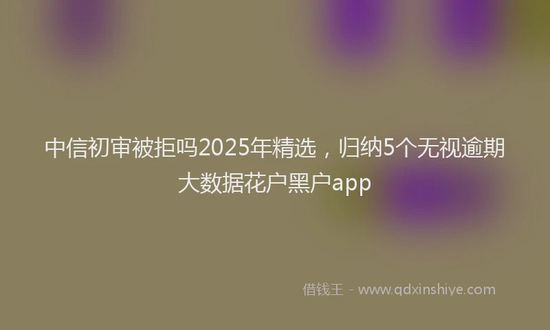 中信初审被拒吗2025年精选，归纳5个无视逾期大数据花户黑户app