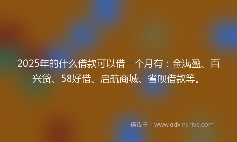 2025年的什么借款可以借一个月有：金满盈、百兴贷、58好借、启航商城、省呗借款等。