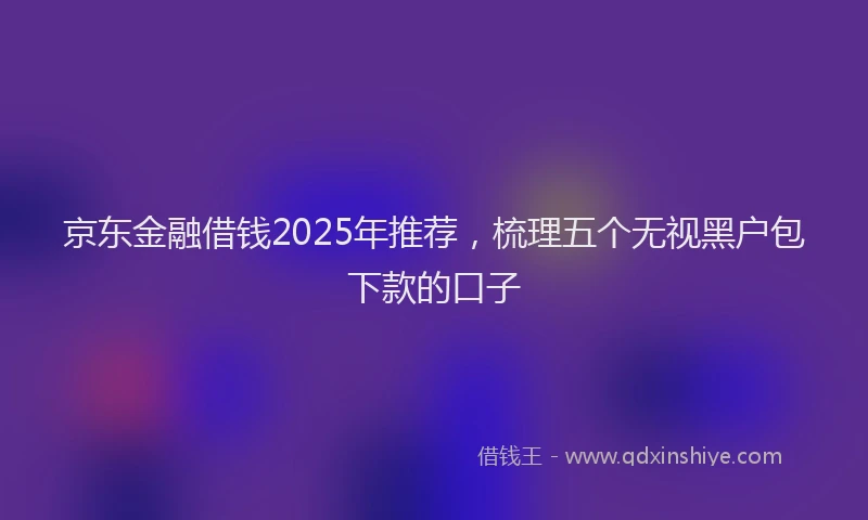 京东金融借钱2025年推荐，梳理五个无视黑户包下款的口子