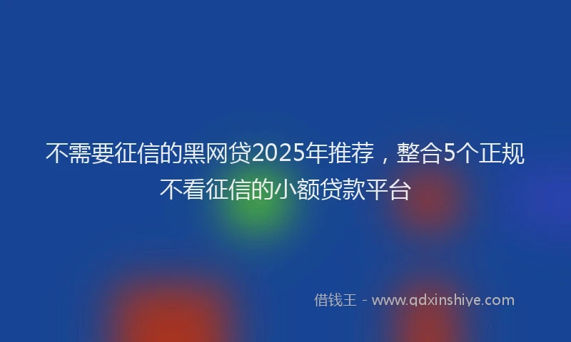 不需要征信的黑网贷2025年推荐，整合5个正规不看征信的小额贷款平台