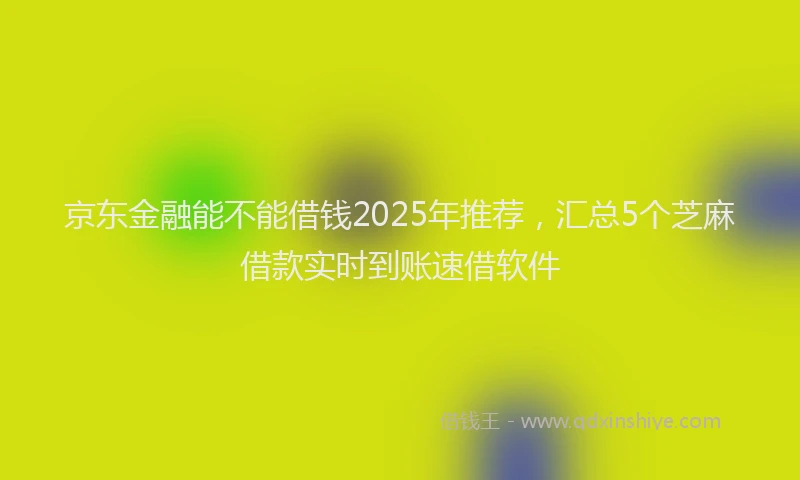 京东金融能不能借钱2025年推荐，汇总5个芝麻借款实时到账速借软件