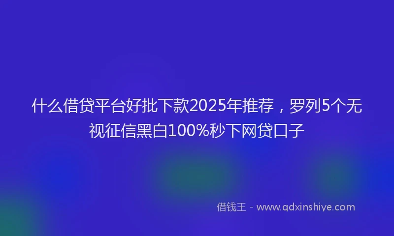什么借贷平台好批下款2025年推荐，罗列5个无视征信黑白100%秒下网贷口子