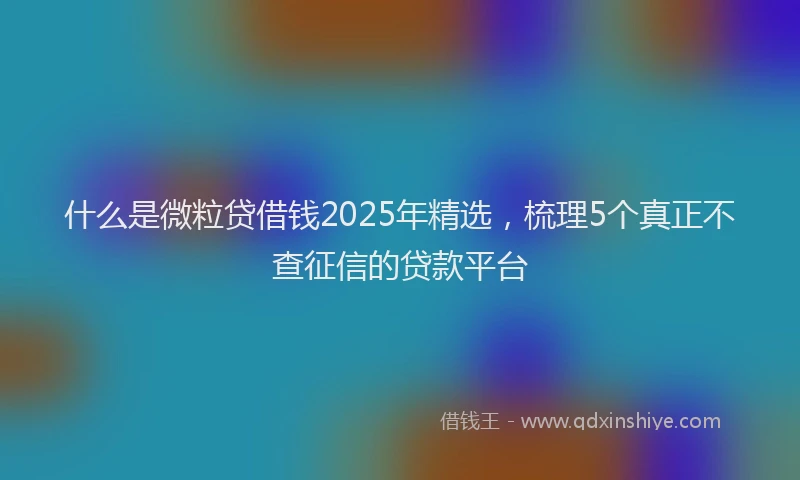 什么是微粒贷借钱2025年精选，梳理5个真正不查征信的贷款平台