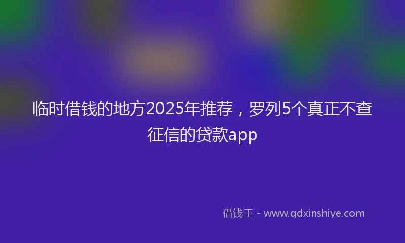 临时借钱的地方2025年推荐，罗列5个真正不查征信的贷款app