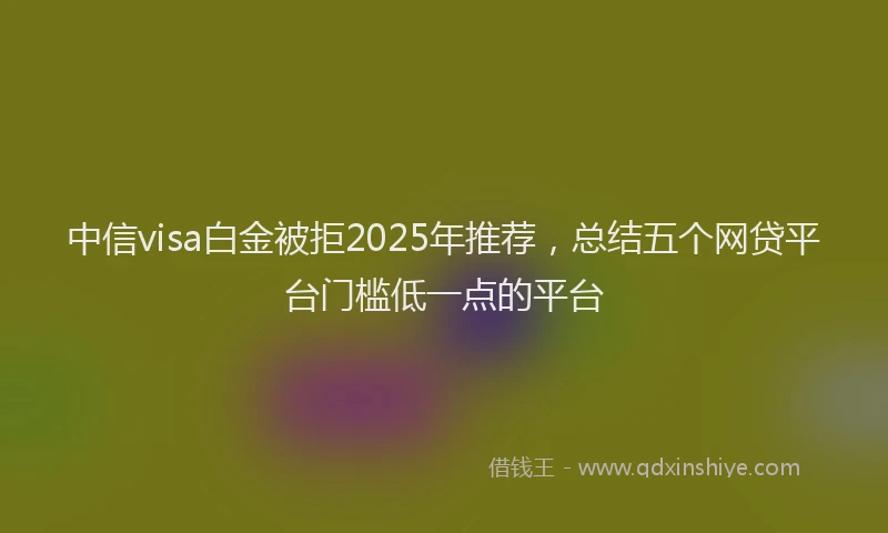 中信visa白金被拒2025年推荐，总结五个网贷平台门槛低一点的平台