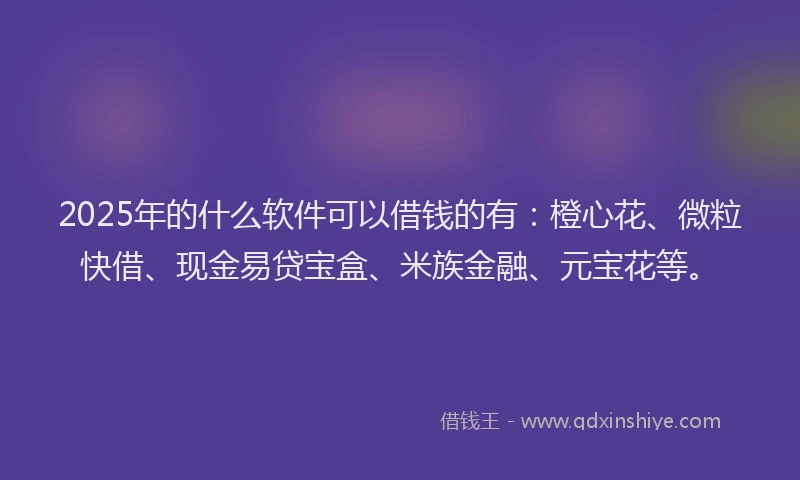 2025年的什么软件可以借钱的有：橙心花、微粒快借、现金易贷宝盒、米族金融、元宝花等。