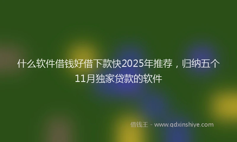 什么软件借钱好借下款快2025年推荐，归纳五个11月独家贷款的软件