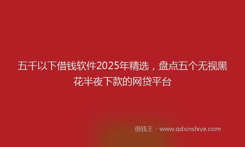 五千以下借钱软件2025年精选，盘点五个无视黑花半夜下款的网贷平台