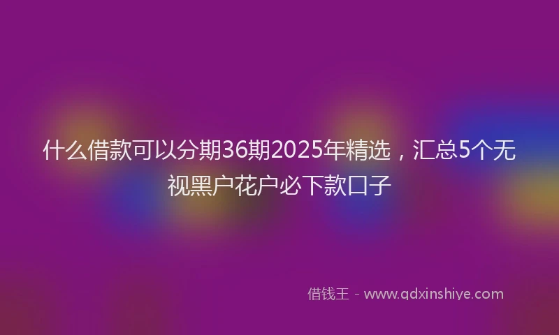 什么借款可以分期36期2025年精选，汇总5个无视黑户花户必下款口子