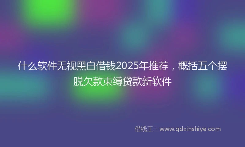 什么软件无视黑白借钱2025年推荐，概括五个摆脱欠款束缚贷款新软件