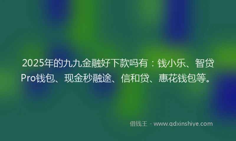 2025年的九九金融好下款吗有：钱小乐、智贷Pro钱包、现金秒融途、信和贷、惠花钱包等。