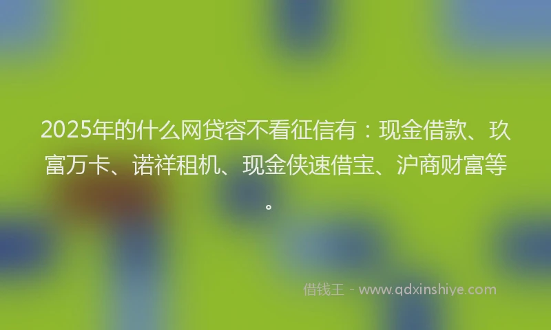 2025年的什么网贷容不看征信有：现金借款、玖富万卡、诺祥租机、现金侠速借宝、沪商财富等。