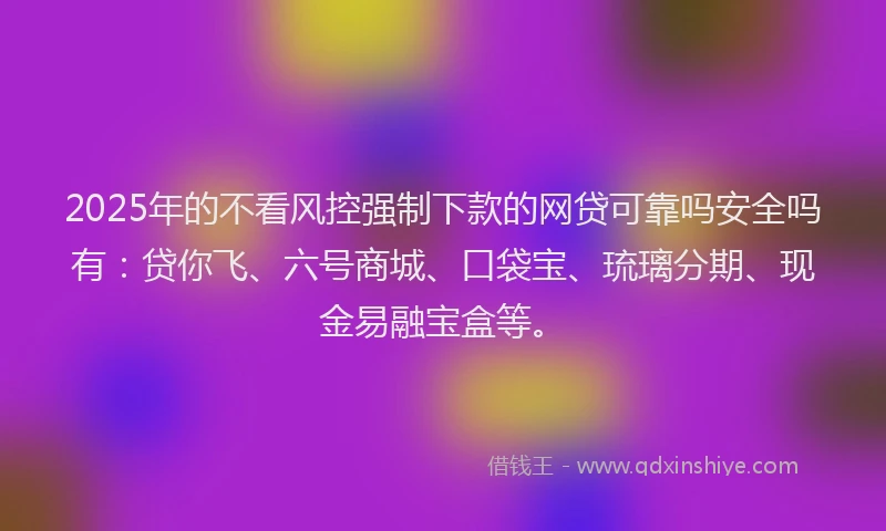 2025年的不看风控强制下款的网贷可靠吗安全吗有：贷你飞、六号商城、口袋宝、琉璃分期、现金易融宝盒等。