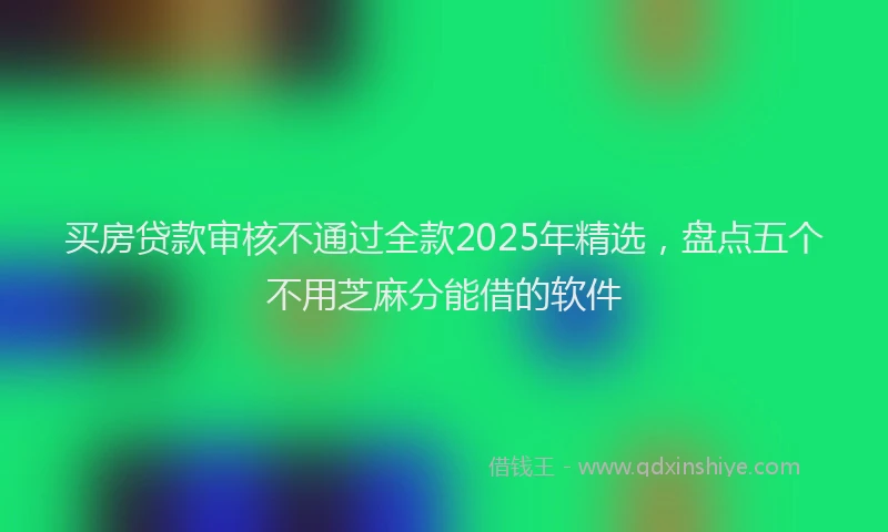 买房贷款审核不通过全款2025年精选，盘点五个不用芝麻分能借的软件
