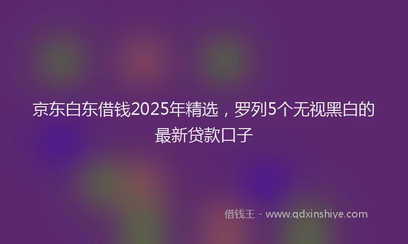 京东白东借钱2025年精选，罗列5个无视黑白的最新贷款口子