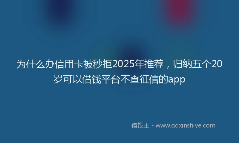 为什么办信用卡被秒拒2025年推荐，归纳五个20岁可以借钱平台不查征信的app