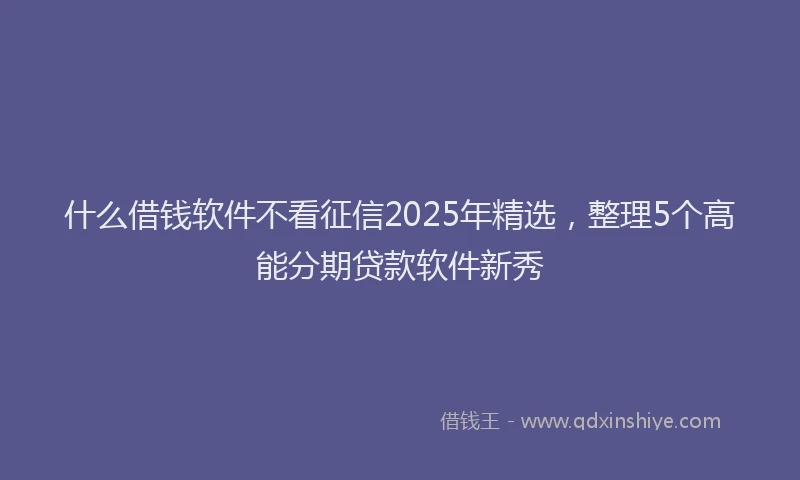 什么借钱软件不看征信2025年精选，整理5个高能分期贷款软件新秀