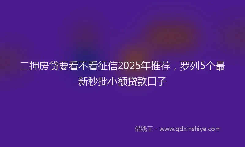 二押房贷要看不看征信2025年推荐，罗列5个最新秒批小额贷款口子