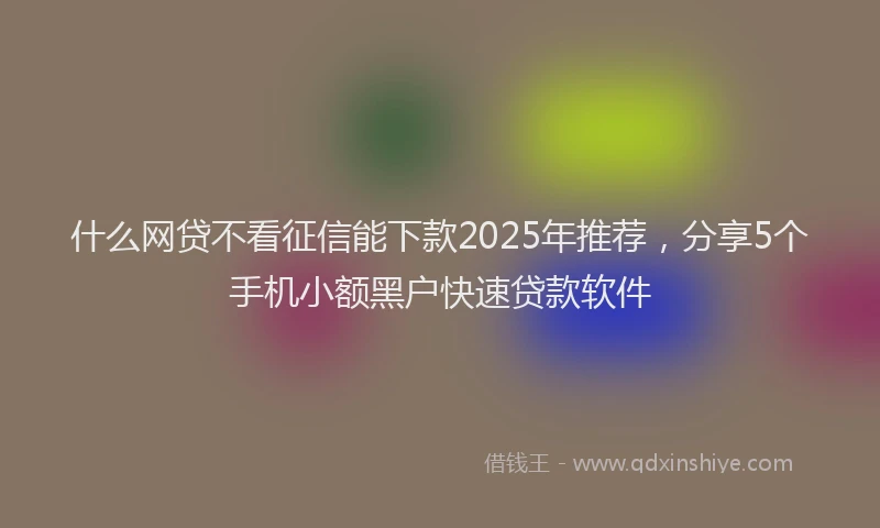 什么网贷不看征信能下款2025年推荐，分享5个手机小额黑户快速贷款软件
