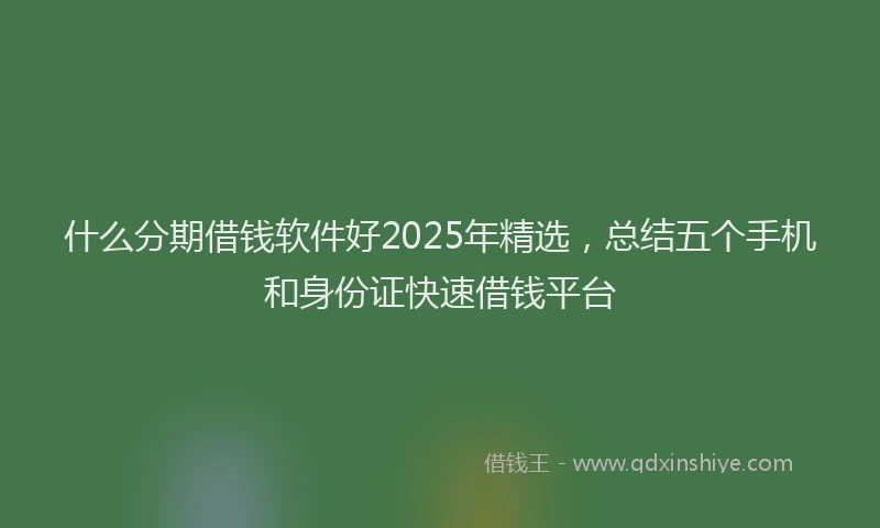 什么分期借钱软件好2025年精选，总结五个手机和身份证快速借钱平台
