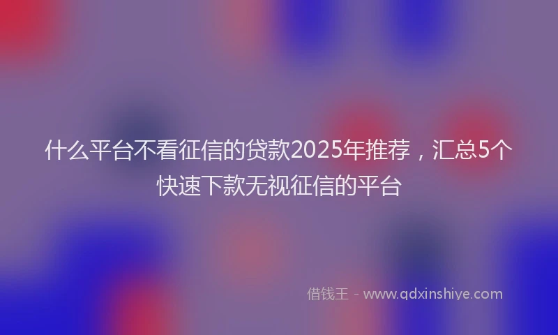 什么平台不看征信的贷款2025年推荐，汇总5个快速下款无视征信的平台
