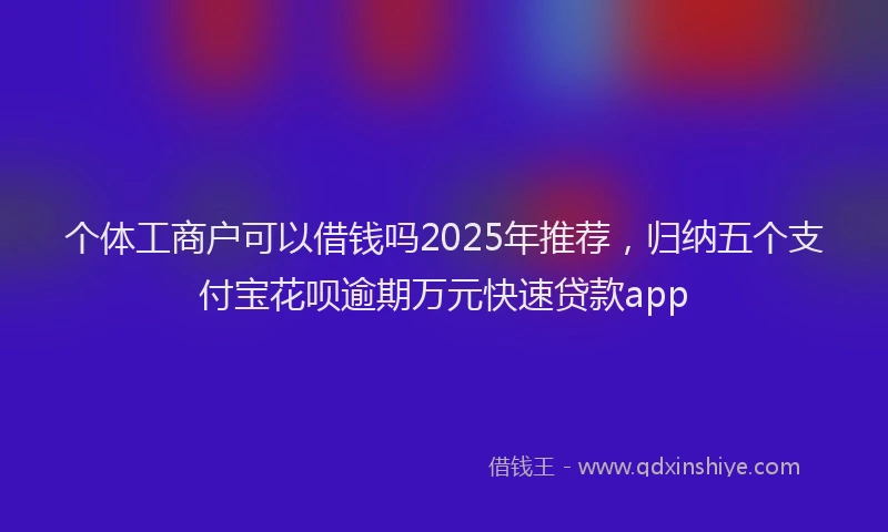 个体工商户可以借钱吗2025年推荐，归纳五个支付宝花呗逾期万元快速贷款app