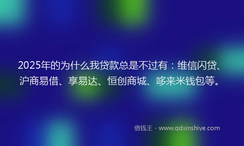 2025年的为什么我贷款总是不过有：维信闪贷、沪商易借、享易达、恒创商城、哆来米钱包等。