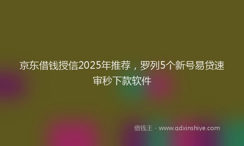 京东借钱授信2025年推荐，罗列5个新号易贷速审秒下款软件